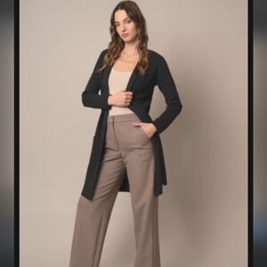 Cyrus Open Front Long Sweater Pockets Heather Green Size M (NWT)